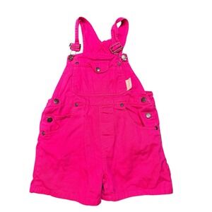 Vintage Carters Watch The Wear Overalls Girls‎ 5/6 Hot Pink Shorts Denim Bib
